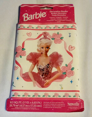 Barbie Mattel Prepasted Strippable 1996 Decorative Border 8.5 sq ft 5 yd x 6.83"